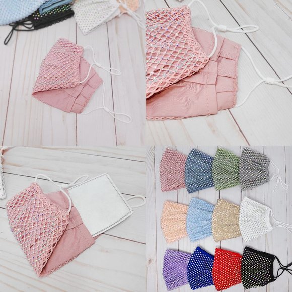 Rhinestone Face Mask (Black) - Picture 4 of 5